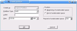 Abbildung 5: Vorgaben für die neue Partition