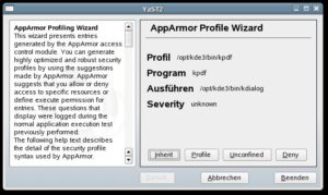 Abbildung 5: Kpdf möchte den Befehl KDialog aufrufen. Wie entscheiden Sie?