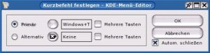 Abbildung 5: Festlegen eines Tastenkürzels im Menü-Editor