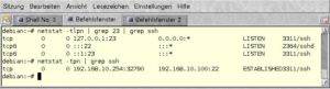 Abbildung 5: Das Programm Netstat zeigt einen bestehende Tunnel via SSH.