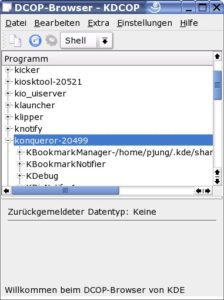 Abbildung 5: kdcop verrät, welche KDE-Applikationen gerade laufen.