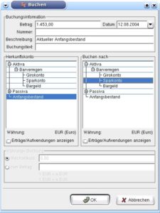 Abbildung 5: Der Dialog für das Buchen.