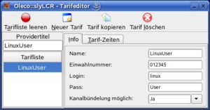 Abbildung 5: Der Tarifeditor erlaubt das Hinzufügen eigener Provider zur Auswahlliste.