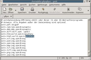Abbildung 5: Welches Programm einer Datei bestimmten Typs zugeordnet ist, bestimmen Sie in der Konfigurationsdatei.