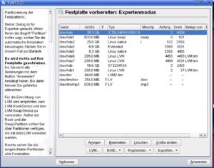 Abbildung 5: Eine mit Suse Yast2 erstellte LVM-Installation.