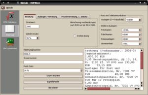 Abbildung 5: Das RVGX-Modul für Kumula BizCalc unterstützt bei der Rechnungserstellung nach dem RVG.