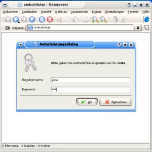 Abbildung 5: Kein Anschluß unter dieser Nummer: Vista verweigert Linux-Clients den Zugriff auf freigegebene Ressourcen.