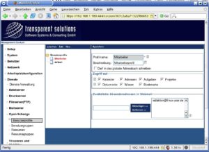 Abbildung 5: Über die Benuzterprofile des Open-Xchange-Servers legen Sie fest, welche Dienste der zugewiesene Benutzer in Anspruch nehmen darf.