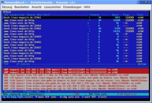 Abbildung 5: Das Statistik- und Analyseprogramm Iptraf zeigt in Echtzeit alle Netzwerkverbindungen mit dem anfallenden Traffic an.