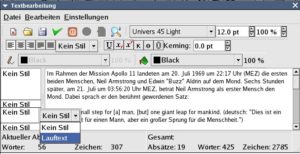 Abbildung 5: Scribus ist keine Textverarbeitung: Zum Editieren dient der eingebaute Story-Editor, der das bequeme Ändern von Absatzstilen erlaubt.