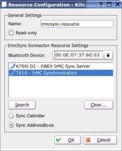 Abbildung 5a: Unter den Irmcsync-Resourcen sollten Sie Ihr Handy aufgelistet finden.