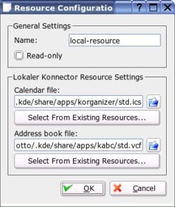 Abbildung 5b: Einstellen des KDE-Addressbuches über den lokalen Konnector.