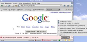 Abbildung 6: Das Addon Noscript blockt den Javascript-Code der Google Website.