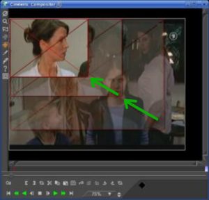 Abbildung 6: Cinelerra beherrscht Bild-im-Bild-Effekte. Auch Größenänderungen oder Bewegungen der Einblendungen sind dank der Keyframes-Technik leicht zu realisieren.