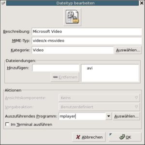 Abbildung 6: In diesem Dialog ordnet man Dateitypen die passenden Applikationen zu.
