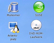 Abbildung 6: Das Geräte-Icon rechts unten zeigt, dass die DVD nicht gemountet ist.