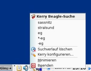 Abbildung 6: Über ein Kontextmenü erlaubt Kerry einen schnellen Zugriff auf die letzten fünf zurückliegenden Abfragen.