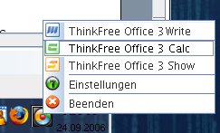 Abbildung 6: Thinkfree Office bindet auf Wunsch auch eine Schnellstartfunktion in die KDE-Kontrollleiste ein.