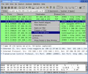 Abbildung 6: Wireshark erlaubt Ihnen die bitgenaue Kontrolle des Datenflusses von und zu Ihrem Rechner.