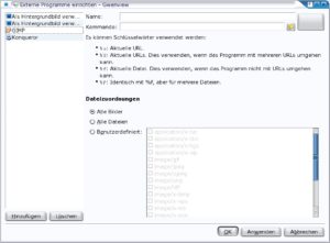 Abbildung 6: Über diese Dialogbox ergänzen Sie bequem Ihr Kontextmenü um weitere externe Programme.