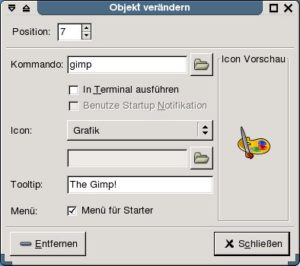 Abbildung 6: Der Einstellungsdialog für neue Panel-Schaltflächen