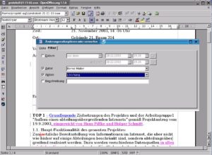 Abbildung 6: In der "Filter"-Karteikarte sagen Sie OpenOffice, dass Sie nur bestimmte Änderungen sehen wollen