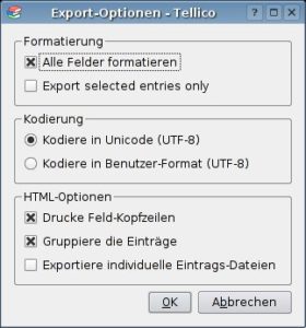 Abbildung 7: Datenbanken publizieren: Extra für diesen Zweck beherrscht Tellico den HTML-Export.