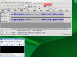 Abbildung 7: MPlayer spielt Musik, Audacity nimmt auf – wenn Sie den Ausgang der Soundkarte mit Ihrem Mikrofoneingang verbinden.