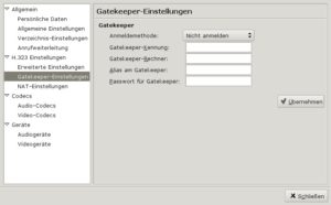 Abbildung 7: Gatekeeper-Einstellungen