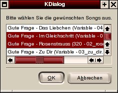 Abbildung 7: Bei der Auswahl der Songs hingegen dürfen es auch mehrere sein