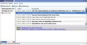 Abbildung 7: Bei Liferea hat man die Feed-Liste und die Artikel gleichzeitig im Blick.