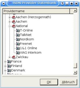 Abbildung 7: Die Provider-Datenbank vereinfacht die Konfiguration eines neuen Providers.