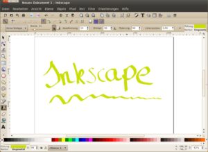 Abbildung 7: In Inkscape eignet sich das Tablet zum Beispiel, um schön zu schreiben.