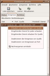 Abbildung 8: Firestarter hat einen Verbindungsversuch geblockt. Sie haben nun die Möglichkeit, die Reaktion auf weitere gleichartige Ereignisse vorzugeben.