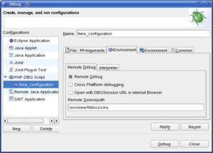 Abbildung 8: Der Eclipse-Debugger ruft die Seiten remote über den Webserver auf. Dieser führt die PHP-Befehle auf. Zusätzlich benötigt der Debugger den Pfad zu den Quelldateien.