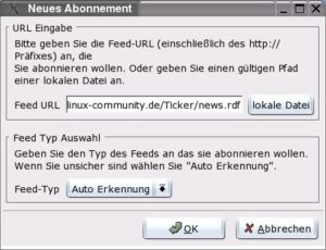 Abbildung 8: Ein neuer Feed zur Beobachtung