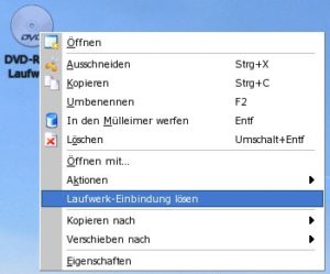 Abbildung 8: Laufwerke lassen sich über ein Kontextmenü unmounten.