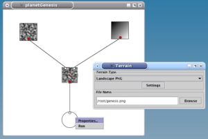Abbildung 8: PlanetGenesis: Im Hauptfenster links wurden zwei Ausgangsbilder mit dem <code srcset=