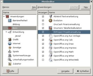 Abbildung 9: Der für Gnome 2.12 geplante Menü-Editor – hier in einer sehr frühen Version.