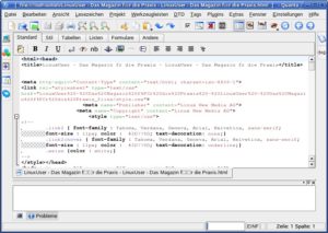 Abbildung 9: Quanta: KDE-Benutzer fühlen sich dank der integrierten KWrite und KHTML Komponenten dennoch schnell heimisch.
