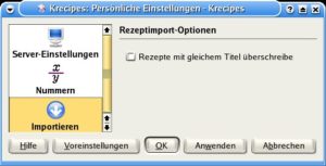 Abbildung 9: Im "Krecipes einrichten"-Dialog lässt sich Krecipes konfigurieren.