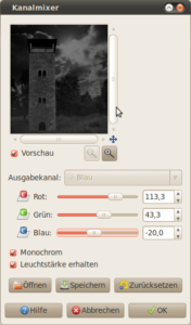 Einstellungen des Kanalmixers