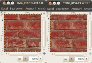 Textur-Kachel, links: original, rechts: seamless