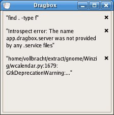 Drag & Drop f�rs Terminal: Dragbox verwaltet problemlos mehrere Textausschnitte gleichzeitig.