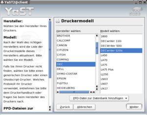 Selbst für Drucker relativ obskurer Hersteller und Typen bringt Suse Linux 9.1 mittlerweile Treiber mit.