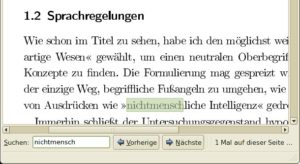 Evinces Suchleiste