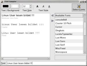 Mit Gnome Font Sampler können Sie übersichtlich zwischen den Schriften wählen.