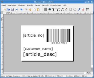 Der WYSIWYG-Designer von KBarcode ermöglicht auf einfache Weise, individuelle Labels zu erstellen.