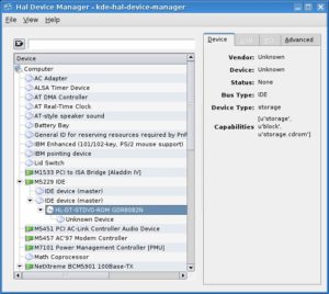 Der HAL-Manager für KDE zeigt detaillierte Informationen über die Hardware.