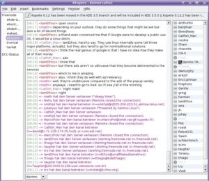Version 1.0 kann Kanäle, Privatkonversationen und Datenübertragungen in einer Seitenleiste darstellen.